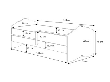 Pat copii ADRK CASIMO – 70x140 cm – Alb – vedere generală a produsului – vedere alternativă din galerie