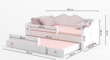 Pat copii ADRK EMKA II Gray – 80x160 cm – Alb / Gri – prezentare alternativă a modelului