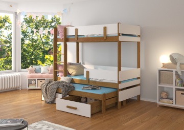 Pat copii ADRK ETAPO – 90x200 cm – cu ladă de depozitare – Stejar / Alb – SKU CH-Eta-OAK+W-208-E1105