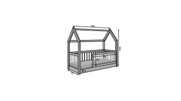 Pat copii ADRK Graja House – 80x180 cm – Alb – vedere generală a produsului