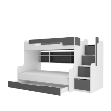 Pat copii ADRK HARELL – 90x200 cm – Alb / Gri – fotografie de catalog a modelului