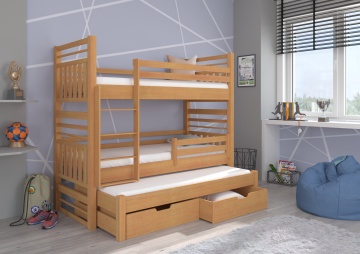 Pat copii ADRK HIPPO – 80x180 cm – cu somieră inclusă – cu ladă de depozitare – Fag – SKU CH-Hip-Bee-190-E1894