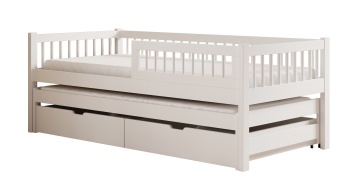 Pat copii ADRK Orio – 90x200 cm – cu somieră inclusă – cu ladă de depozitare – Alb – SKU CH-ORI-W-200-M
