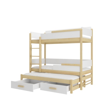 Pat copii ADRK QUEEN – 80x180 cm – Pin natural / Alb – fotografie de catalog a modelului – cadru alternativ al produsului