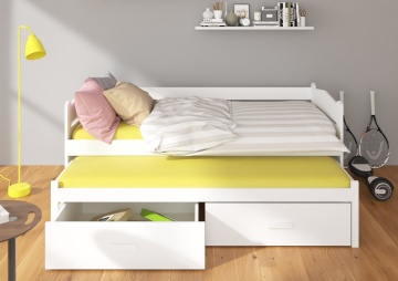 Pat copii ADRK TIARRO – 80x180 cm – Pin natural / Alb – prezentare alternativă a modelului