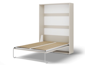 Pat rabatabil ADRK Vivario 140 – 140x200 cm – Cașmir – deschis, vedere trei sferturi asupra cadrului și somierei