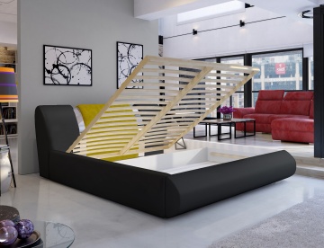 Pat tapițat ELTAP Flavio, 180x200 cm, negru, Soft 11 – prezentare alternativă a modelului – cadru alternativ al produsului