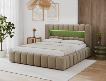 Pat tapițat ELTAP Lamica, 180x200 cm, maro deschis, Monolith 09 – prezentare vizuală a designului – cadru alternativ al produsului