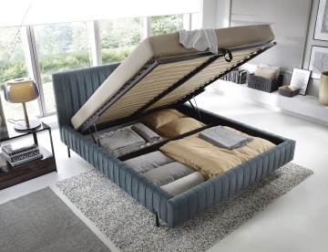 Pat tapițat ELTAP Plissa Bed, 140x200 cm, albastru, Velvetmat 100 – imagine suplimentară din galeria modelului