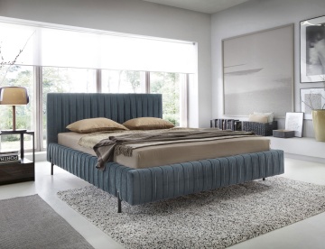 Pat tapițat ELTAP Plissa Bed, 160x200 cm, albastru, Velvetmat 100 – prezentare a produsului dintr-un alt cadru