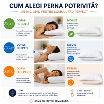 Cum alegi perna potrivită în funcție de poziția de dormit: pe burtă, pe spate sau pe o parte