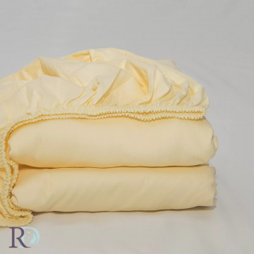 Cearșaf cu elastic, 100% bumbac satin, galben, Roxyma Dream