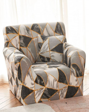 Husa elastica pentru fotoliu, cu brate, alb / negru, HEJ1-28