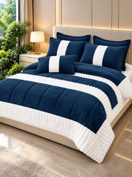 Lenjerie Cocolino bleumarin – detaliu set Johnny Home