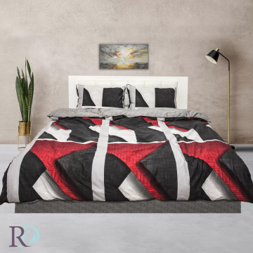 Lenjerie de pat Atena, 100% bumbac satin, gri / negru, Roxyma Dream