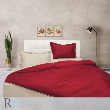 Lenjerie de pat cu 2 fețe, 100% bumbac satin, bej/roșu, Roxyma Dream – fotografie de prezentare a produsului