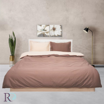 Lenjerie de pat cu 2 fețe, 100% bumbac satin, crem/maro, Roxyma Dream