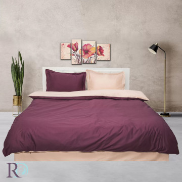 Lenjerie de pat cu 2 fețe Praskova, 100% bumbac satin, roz pudră / mov închis, Roxyma Dream
