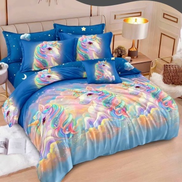 Lenjerie de pat dublă din policoton, 6 piese, 200×230 cm, multicolor, Super Elegant Pucioasa, R60-646