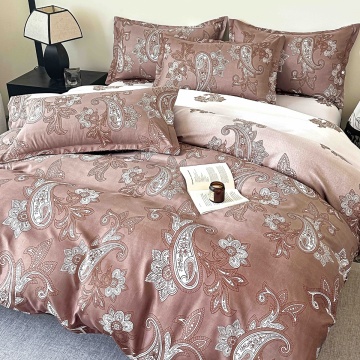 Lenjerie de pat finet cu elastic, 6 piese, roz pudră, paisley floral, JoJo Home, FNJE-268