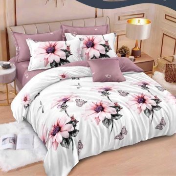 Lenjerie de pat Johnny Home Pucioasa, 6 piese, finet, model floral roz pudrat, 2 persoane