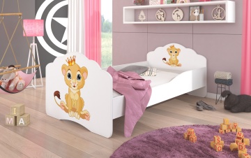 Pat copii ADRK CASIMO – 80x160 cm – cu somieră inclusă – Leu – Alb