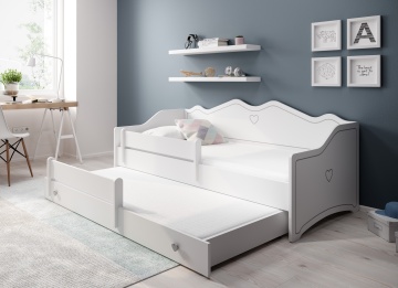 Pat copii ADRK EMKA II Gray – 80x160 cm – cu somieră inclusă – Alb / Gri