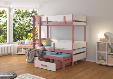 Pat copii ADRK ETAPO – 80x180 cm – cu ladă de depozitare – Roz / Alb – SKU CH-Eta-P+W-188-E1092