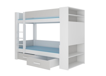 Pat copii ADRK GARET – 90x200 cm – Alb / Gri – fotografie de catalog a modelului