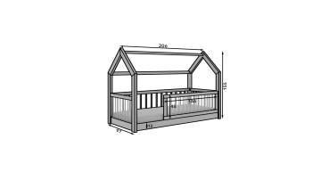 Pat copii ADRK Graja House – 90x200 cm – Pin – prezentare alternativă a modelului