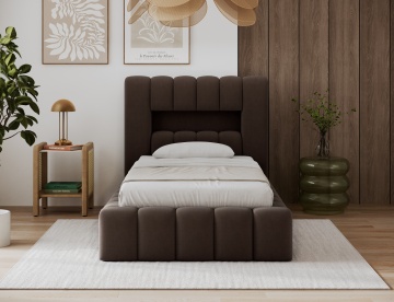 Pat tapițat ELTAP Lamica, 90x200 cm, maro închis, Nube 22 – prezentare alternativă a modelului – cadru alternativ al produsului