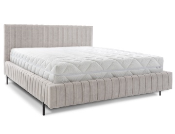 Pat tapițat ELTAP Plissa Bed, 140x200 cm, bej, Relax 18, CU SOMIERĂ METALICĂ, Mecanism pe gaz, CU LADĂ