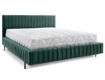 Pat tapițat ELTAP Plissa Bed, 180x200 cm, verde închis, Nube 35, CU SOMIERĂ METALICĂ, Mecanism pe gaz, CU LADĂ