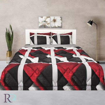Set lenjerie de pat Atina cu pilotă inclusă, 100% bumbac satin, gri / bordo, Roxyma Dream – imagine de catalog a produsului