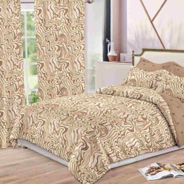 set complet format din lenjerie de pat si draperie, culoare bej / crem