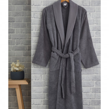 Halat de baie barbati, marimea L, vie collection, bumbac 100%, gri, SPV-08