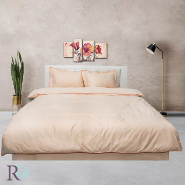 Lenjerie de pat, 100% bumbac satin, roz piersică, Roxyma Dream