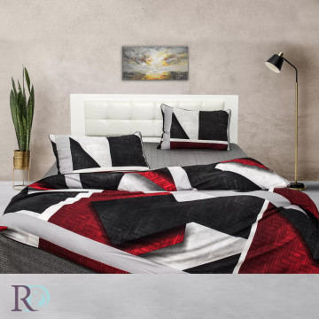 Lenjerie de pat Atena, 100% bumbac satin, gri / negru, Roxyma Dream – fotografie de prezentare a produsului