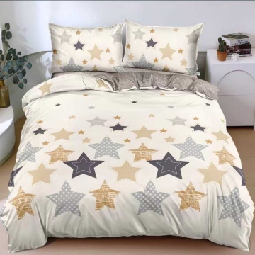 Lenjerie de pat crem cu stele multicolore, 4 piese, policoton