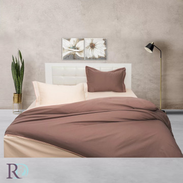 Lenjerie de pat cu 2 fețe, 100% bumbac satin, crem/maro, Roxyma Dream – fotografie de prezentare a produsului
