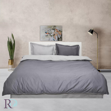 Lenjerie de pat cu 2 fețe, 100% bumbac satin, gri, Roxyma Dream