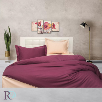 Lenjerie de pat cu 2 fețe Praskova, 100% bumbac satin, roz pudră / mov închis, Roxyma Dream – fotografie de prezentare a produsului