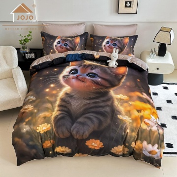 set lenjerie finet 5d maro bej cu pisică