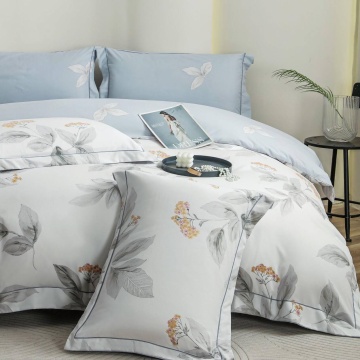 lenjerie de pat cu 2 fete din finet gros, cu imprimeu floral si broderie