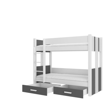 Pat copii ADRK ARTA – 90x200 cm – Alb / Antracit – fotografie de catalog a modelului