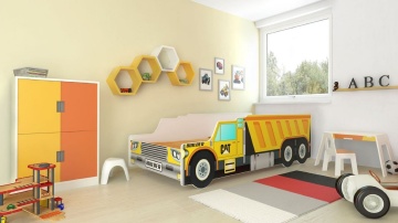 Pat copii ADRK CONSTRUCTION CAR – 70x140 cm – cu somieră inclusă