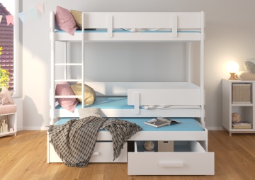Pat copii ADRK ETAPO – 80x180 cm – Alb / Sonoma – prezentare alternativă a modelului – cadru alternativ al produsului