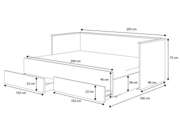 Pat copii ADRK HELA II – 160x200 cm – Alb – imagine de prezentare din galeria produsului