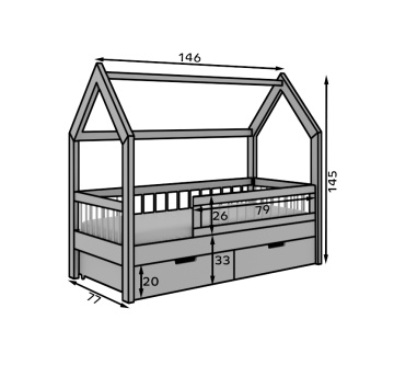 Pat copii ADRK House Galicja – 70x140 cm – Alb – prezentare alternativă a modelului