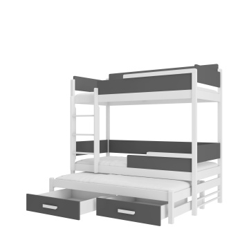 Pat copii ADRK QUEEN – 80x180 cm – Alb / Antracit – fotografie de catalog a modelului – cadru alternativ al produsului